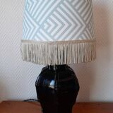 Bamboo ceramic lamp and fringed lampshade