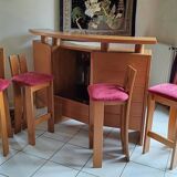 Curved solid blond oak bar