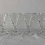 4 glasses of moulded pressed glass wine on foot