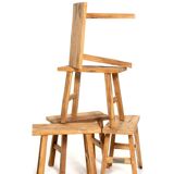 Vintage handmade teak mini bench - 30 x 16 x H 30 cm