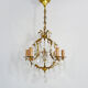 Bronze cage chandelier and glass stamps, at 5 lights. Year 50 60