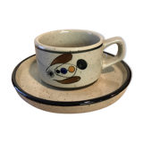 Adorable vintage stoneware coffee cup made in Korea
