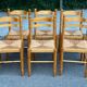 6 Scandinavian chairs in solid wood and straw, 1980