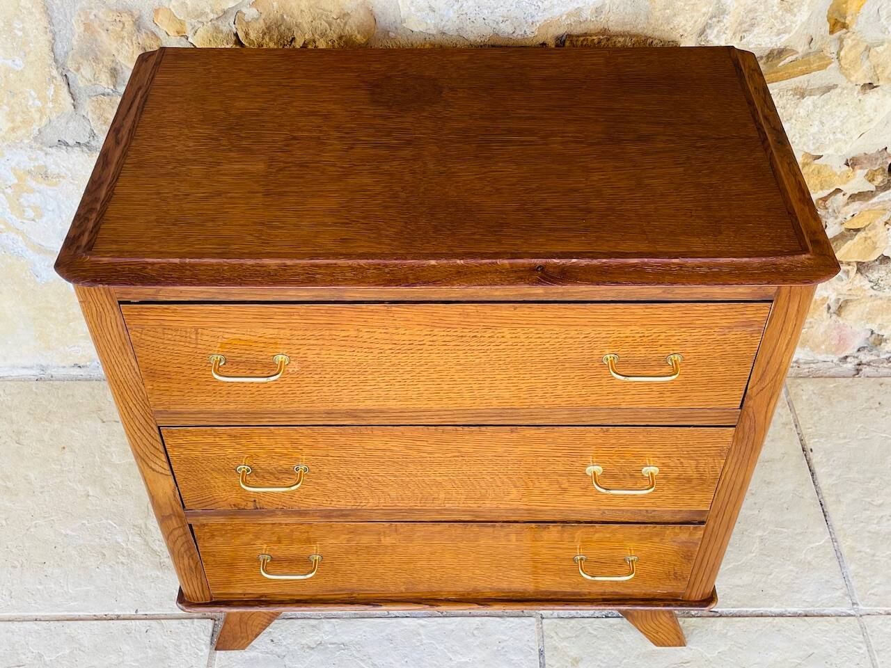 Commode vintage en noyer, pieds compas , circa 1950s