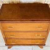 Commode vintage en noyer, pieds compas , circa 1950s