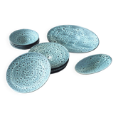 Service assiettes et plats fat lava bleu