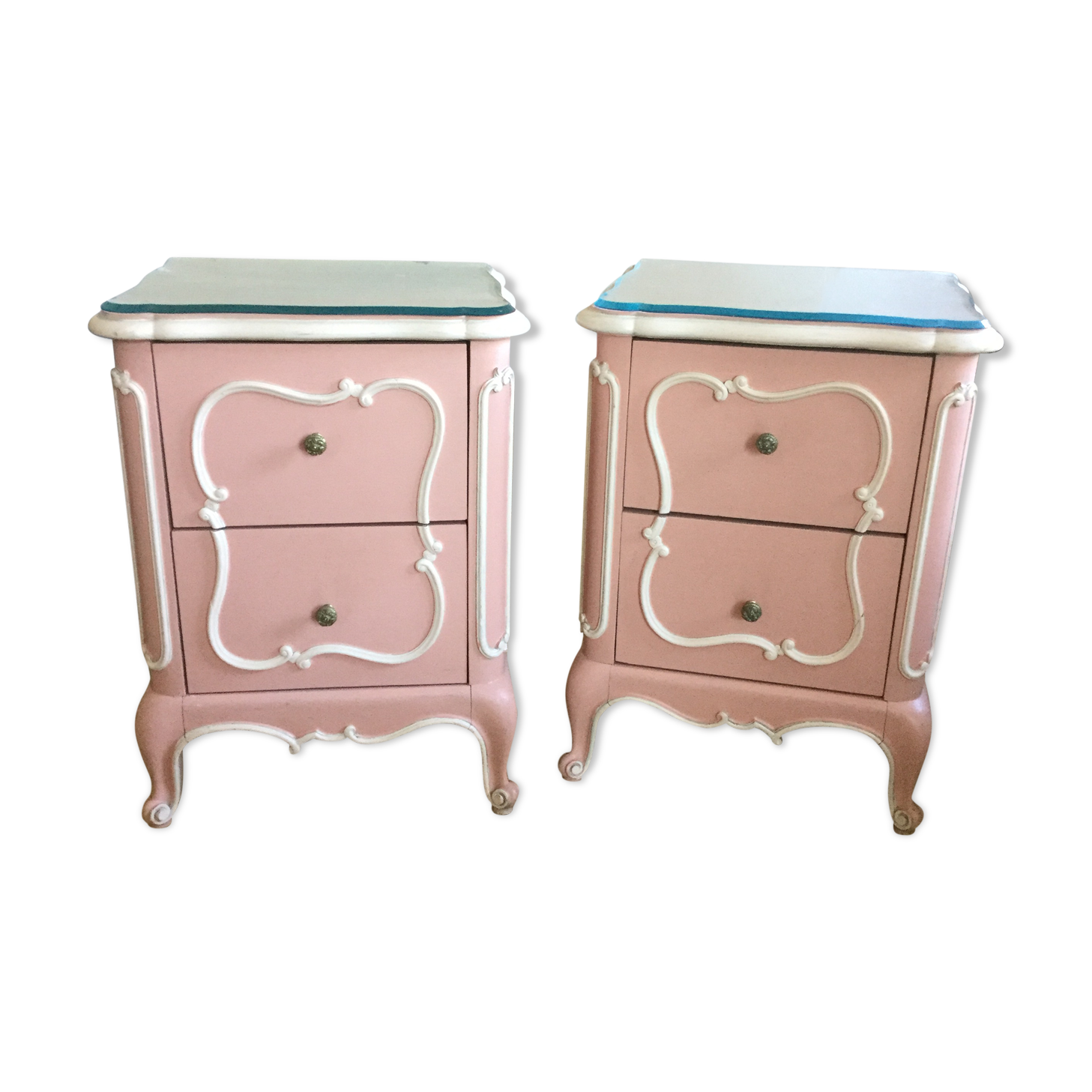 Set de deux chevets des années 60 rose poudré