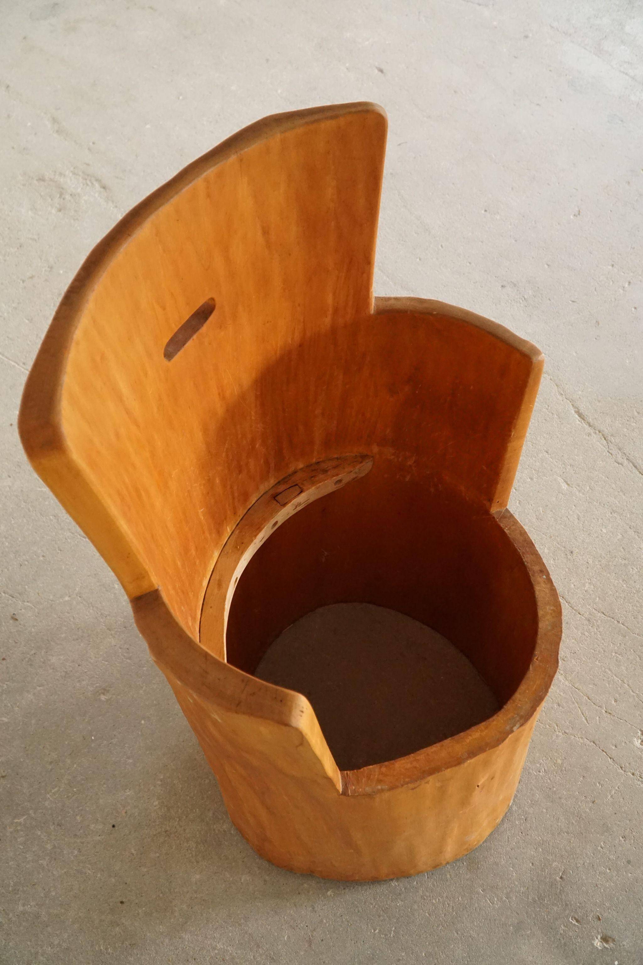 Brutalist Sculptural Trunk Armchair from the Mid-Century in Solid Pine, Swedish, 1960