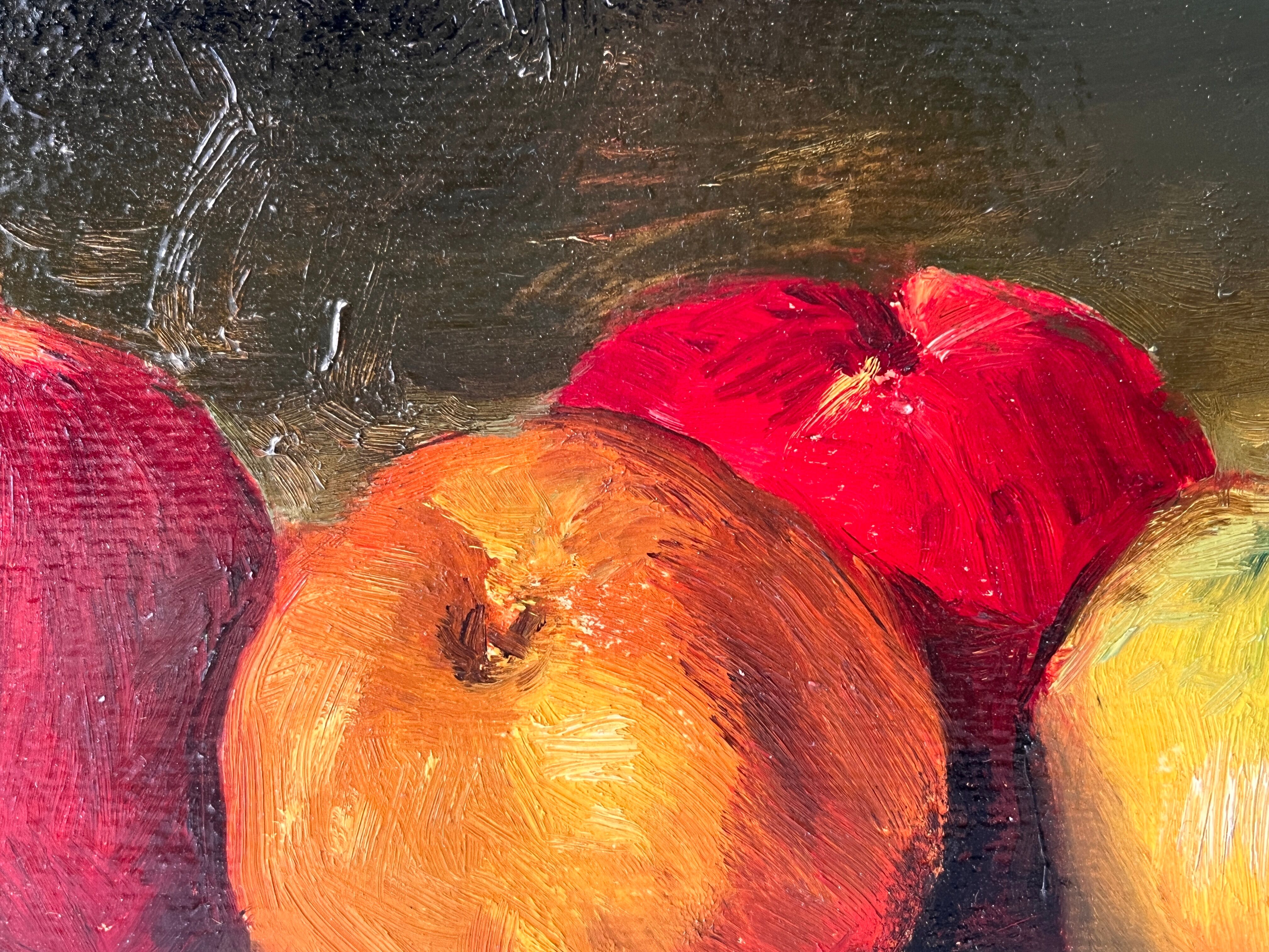 Authentic still life with apples circa 1959, oil painting