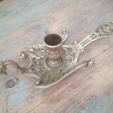 Old hand candlestick in chissed solid brass