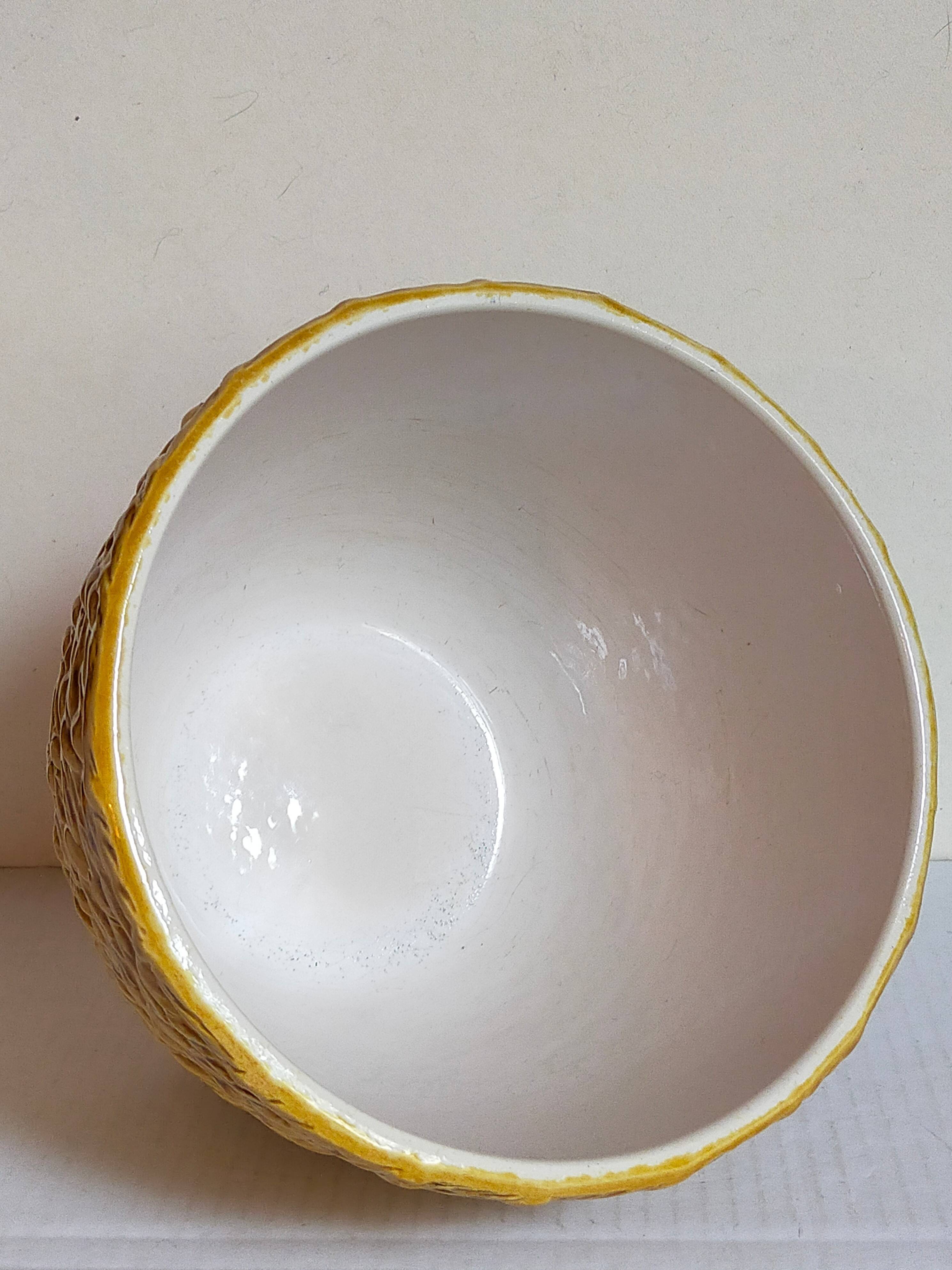Vintage “rope” slip ceramic planter