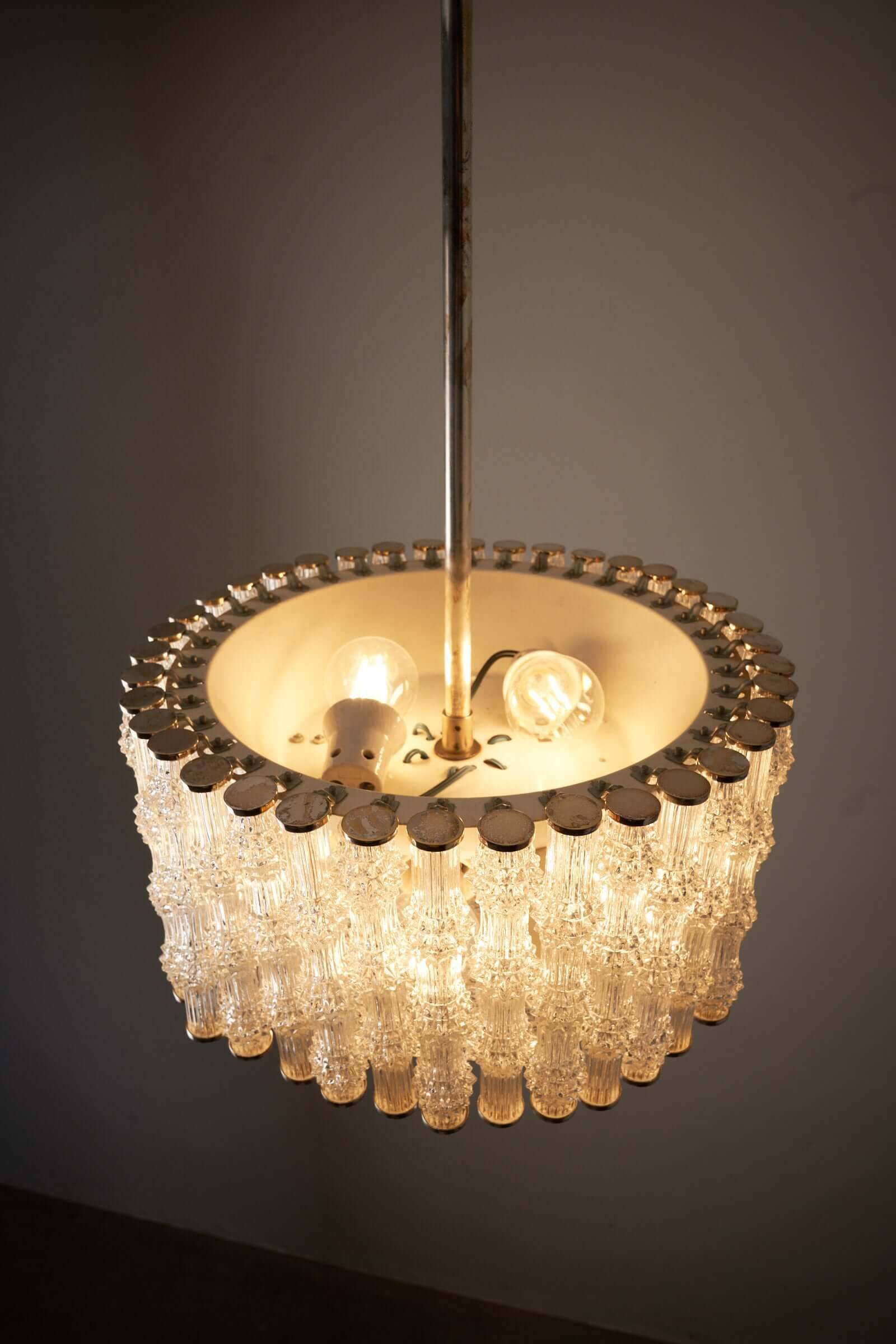 Kaiser Leuchten glass pendant lamp with nickel patina