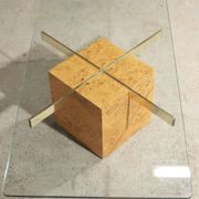 Coffee table in elm burl and tempered glass by Jean-Claude Mahey for Roche Bobois.
