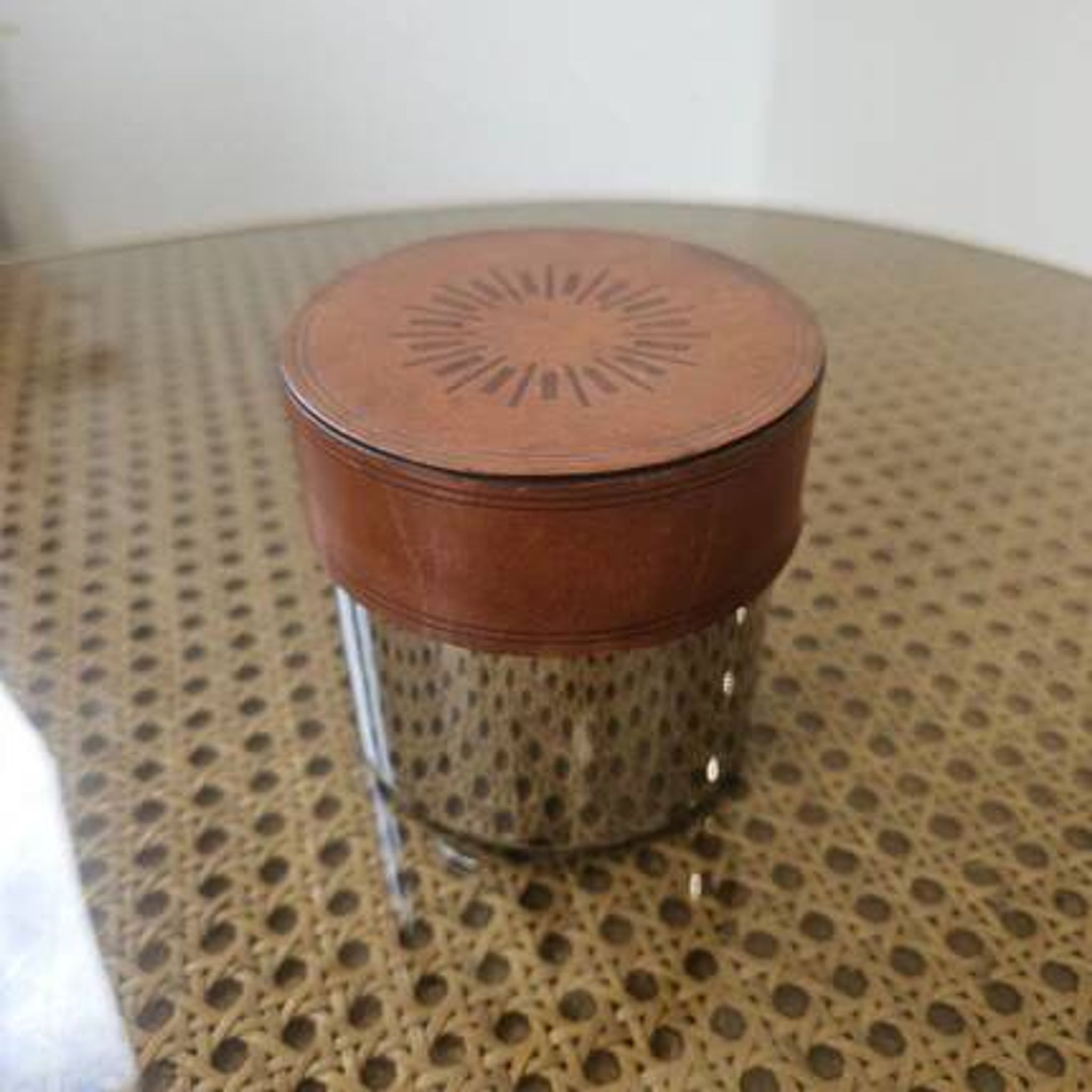 Vintage pot in stainless steel and leather Grasoli