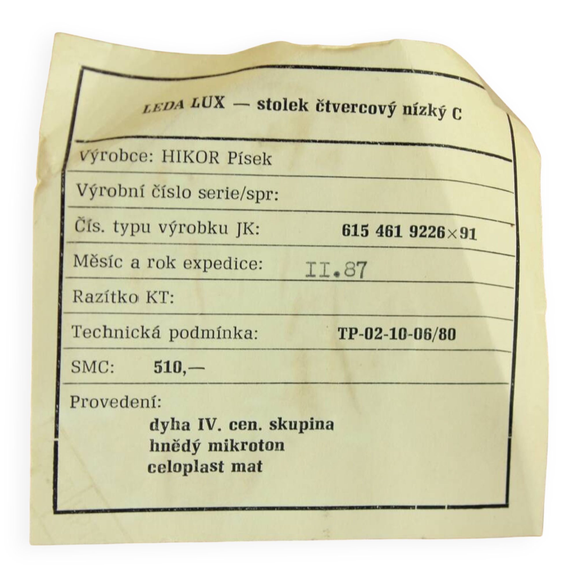 Table basse en hêtre, Hikor Pisek Tchécoslovaquie années 1980