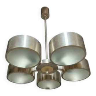 Vintage Aluminum & Glass Chandelier, Germany, 1970s