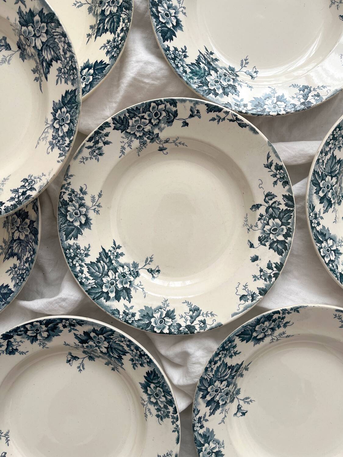 8 “Marie Louise” ironstone soup plates from Saint Amand and Hamage