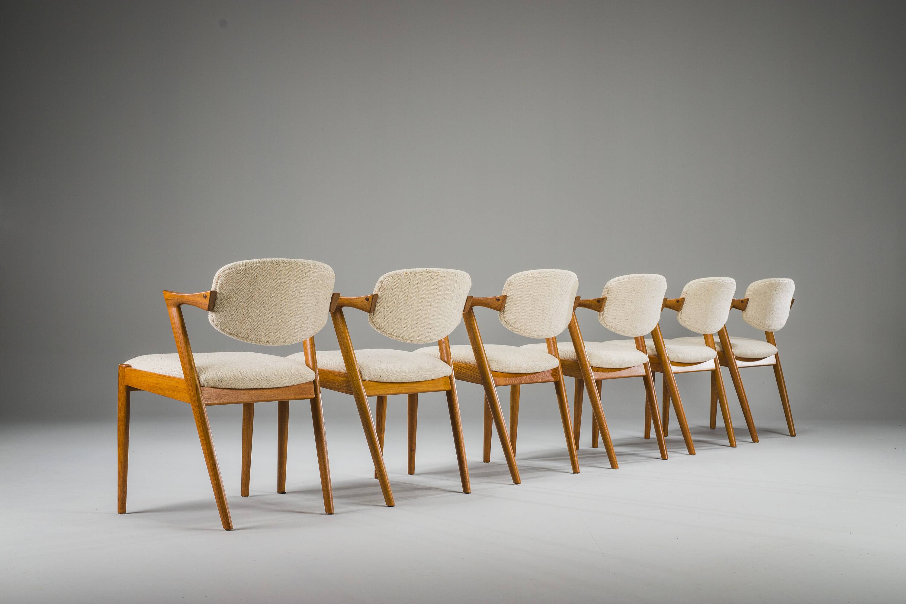 Dining Chairs Model 42 in Teak, Kai Kristiansen for Schou Andersen, 1960s,