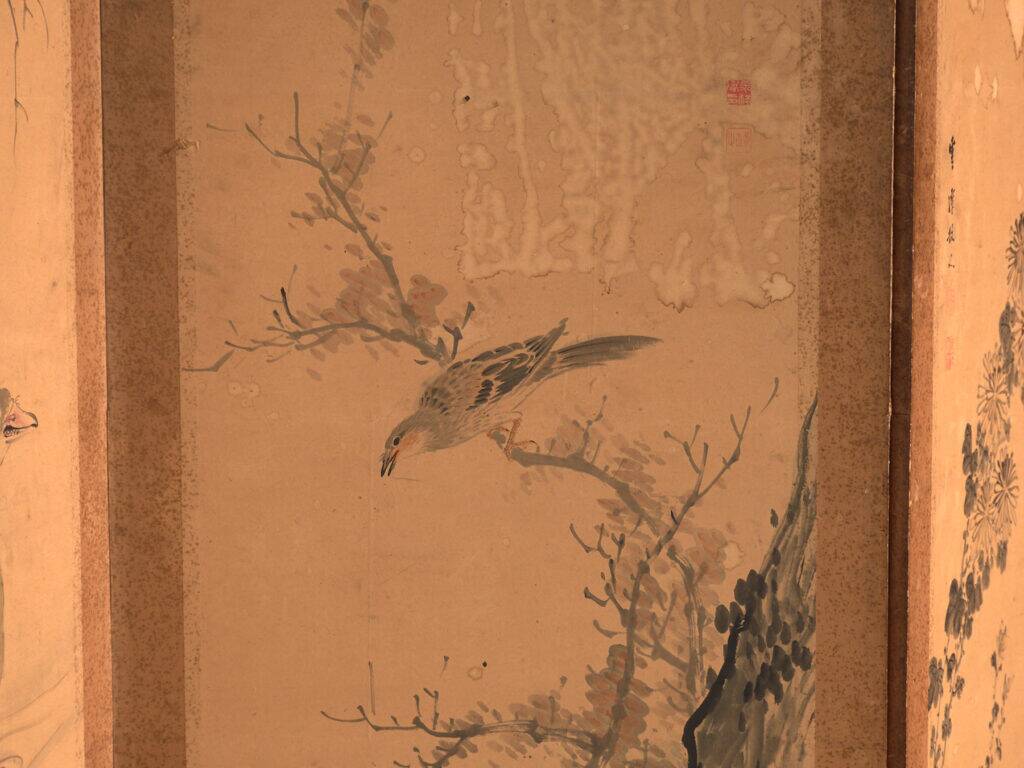Antique Japanese six-panel screen with box – Japan, circa 1900