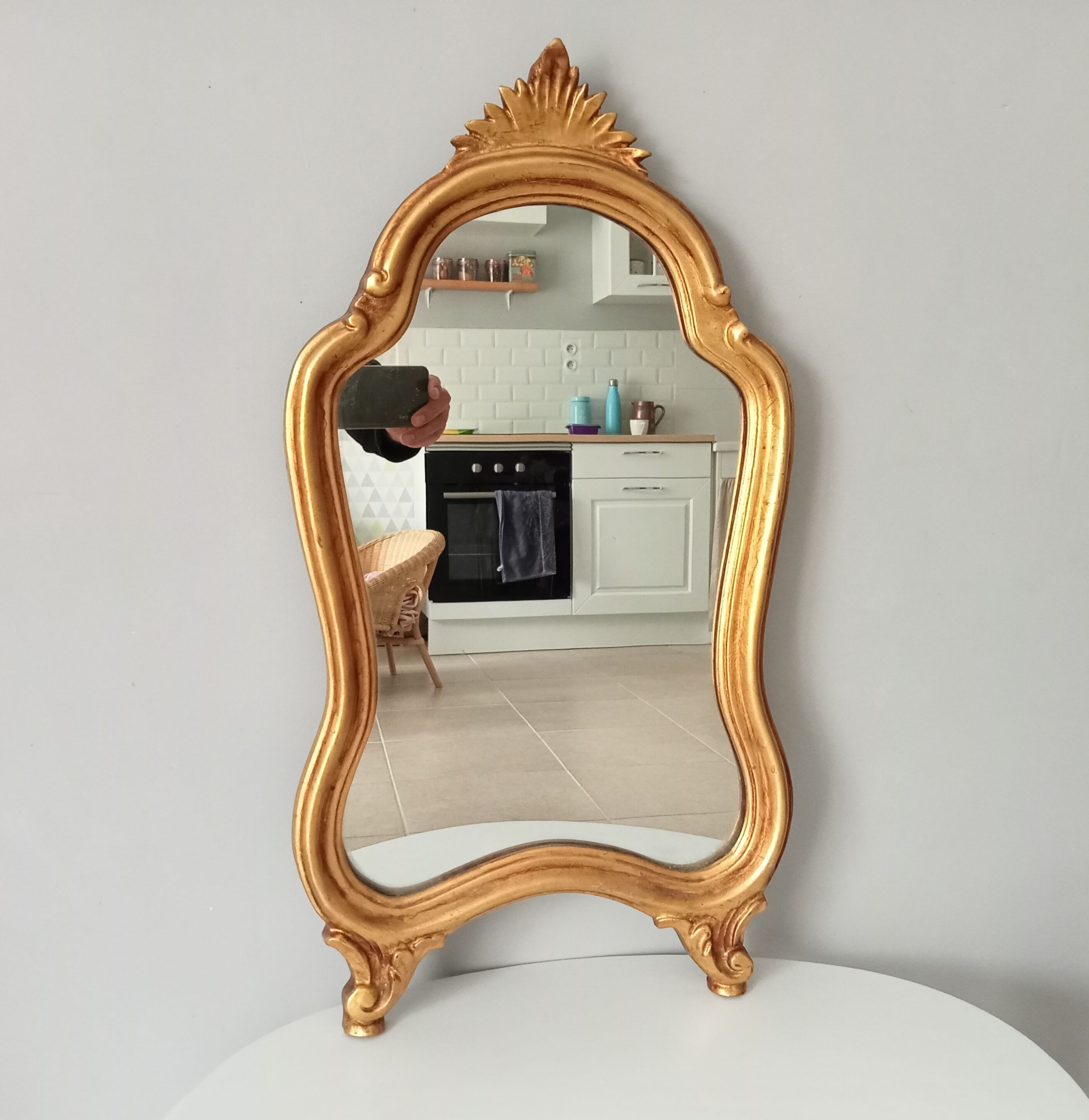Vintage rocaille mirror in gilded wood