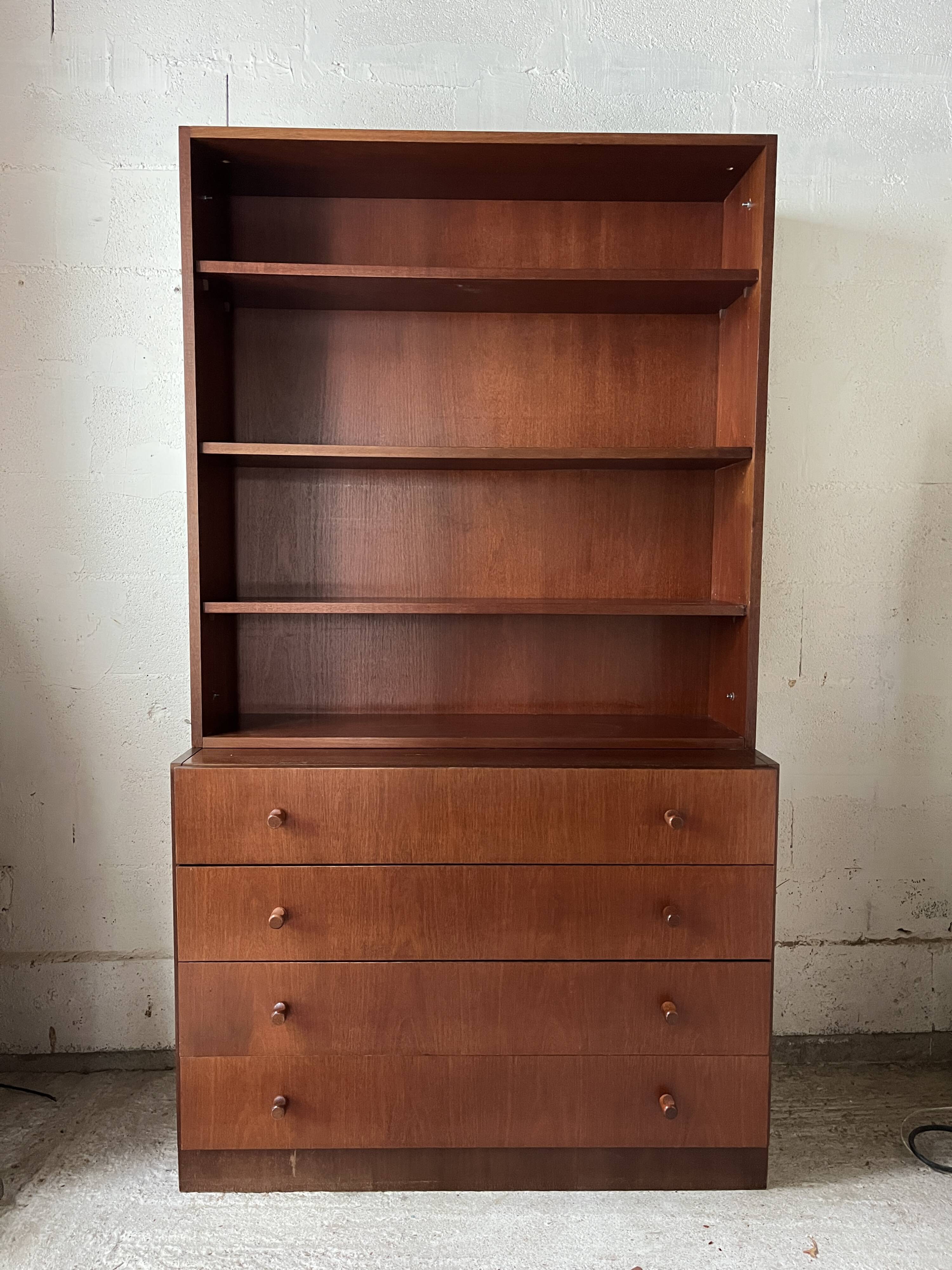 Bookcase, teak chest of drawers, 1960