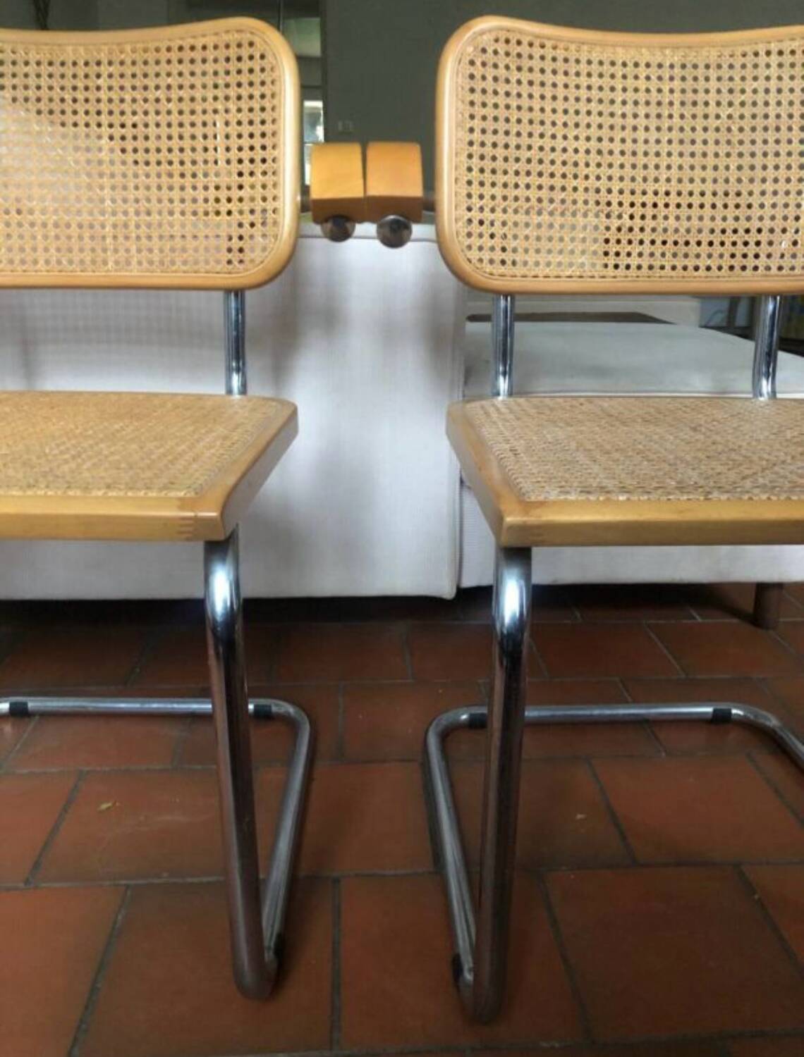 Pairs of Cesca B64 armchairs with armrests by Marcel Breuer