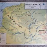 Vintage school map of France, Northern and Eastern Regions
