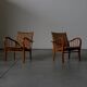 Pair of oak and rope arm chairs - Germany 1950s