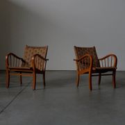 Pair of oak and rope arm chairs - Germany 1950s
