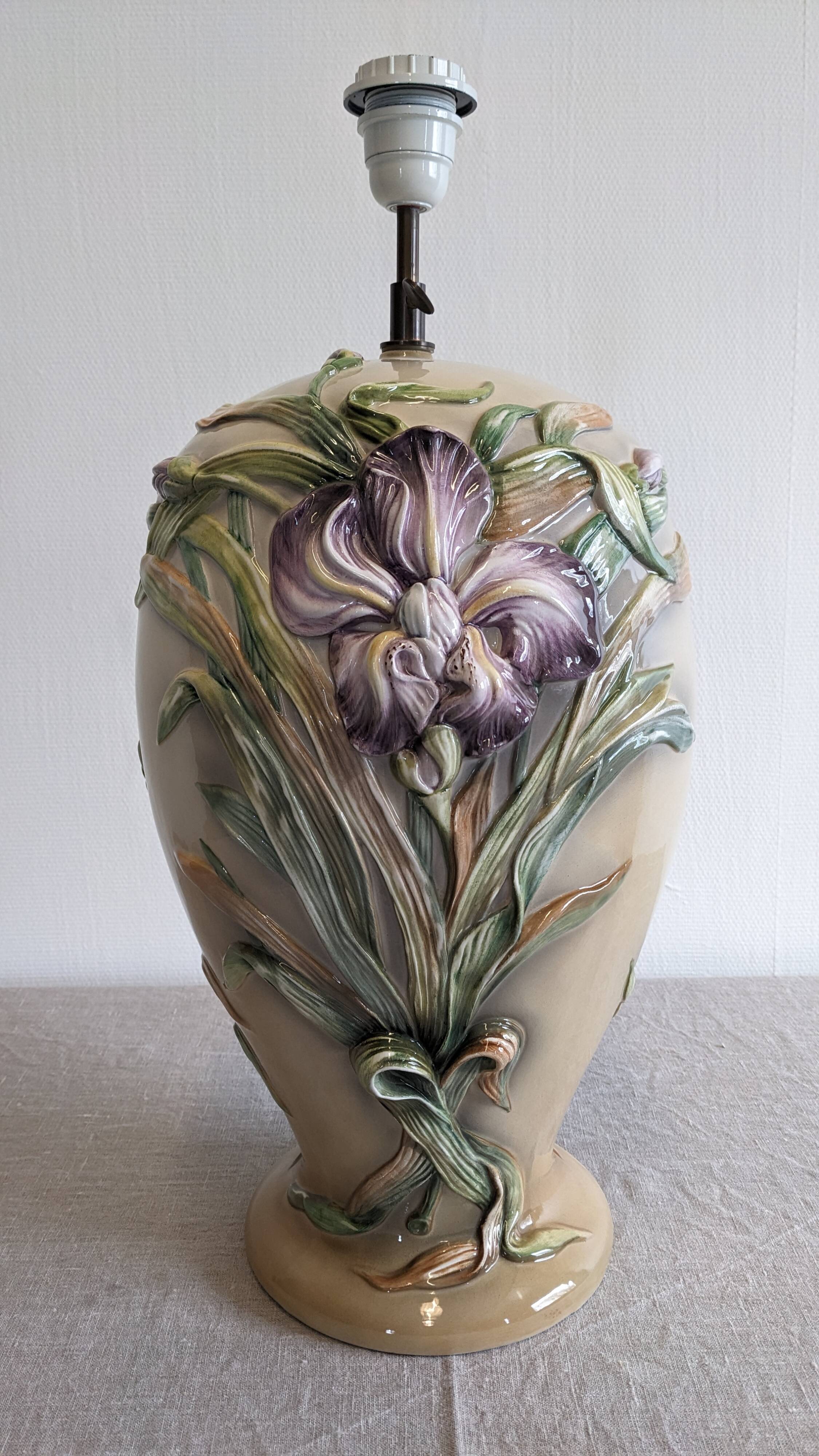 XL lamp base in earthenware from Maison Chaumette, France circa 1980.