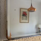 Vintage mirror 1930 triptych beveled barber iron gray - 28 x 69 cm