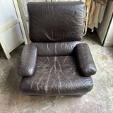 Brown leather armchair