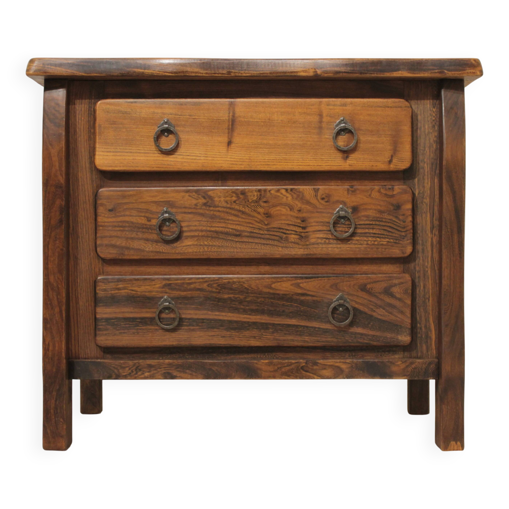 Commode brutaliste en orme Aranjou - Année 60