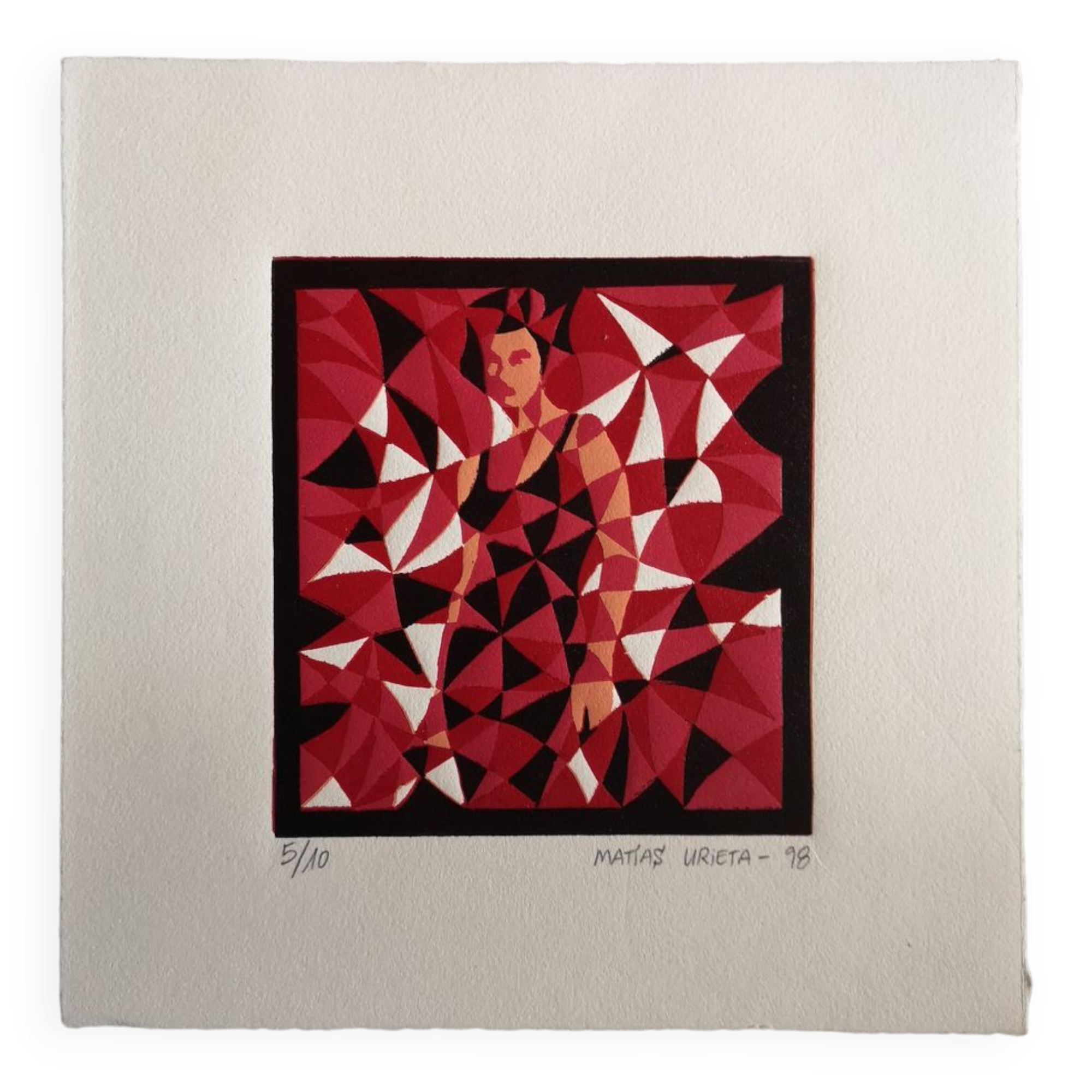 Lithograph by Matias Urieta - 'Mujer Fuego' - numbered 5/10 - 1998