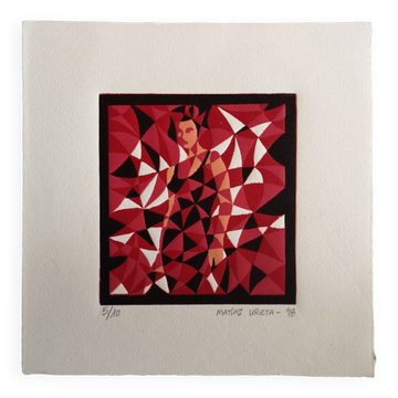 Lithograph by Matias Urieta - 'Mujer Fuego' - numbered 5/10 - 1998