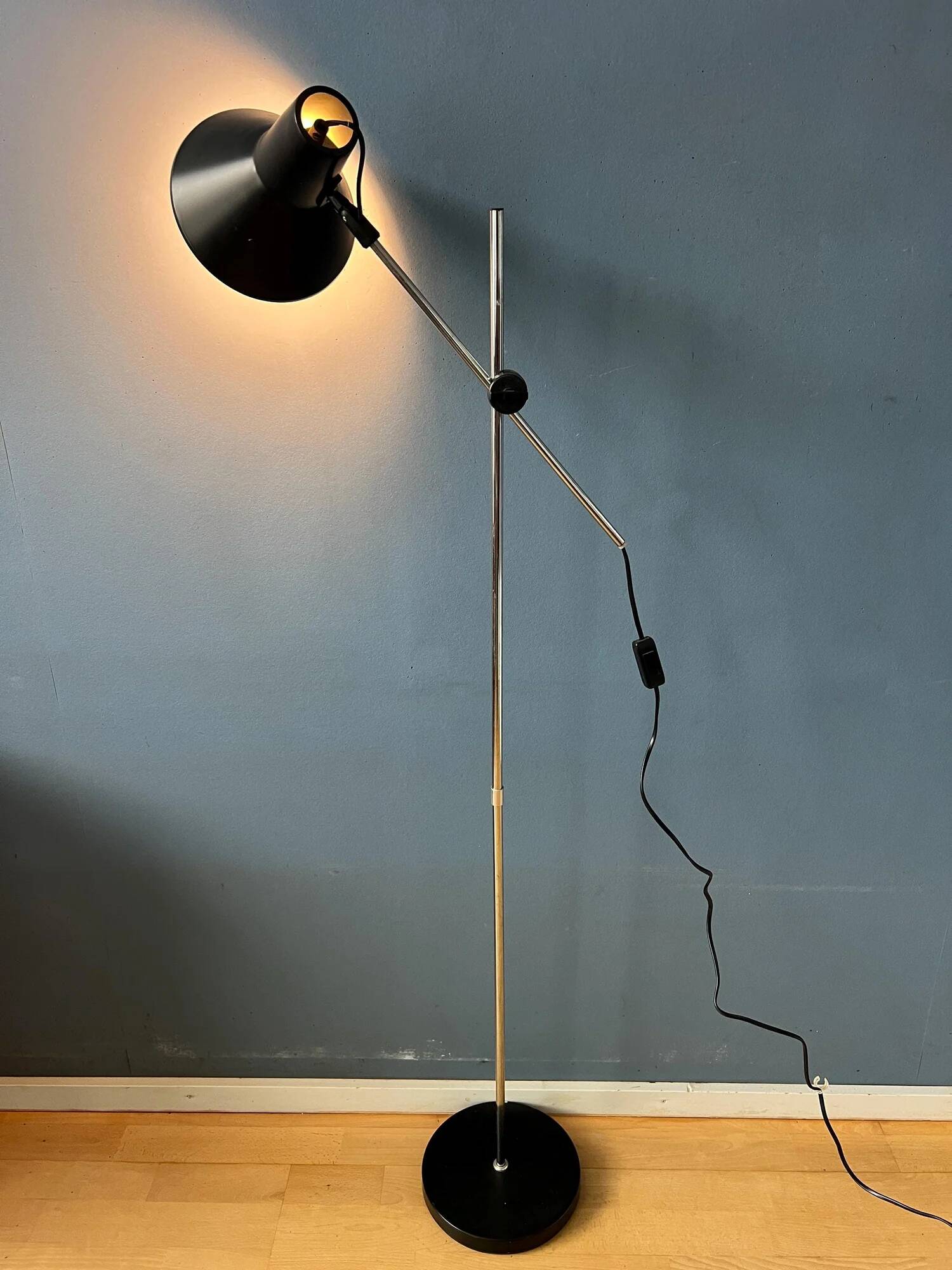 Vintage adjustable black floor lamp in style of Hoogervorst