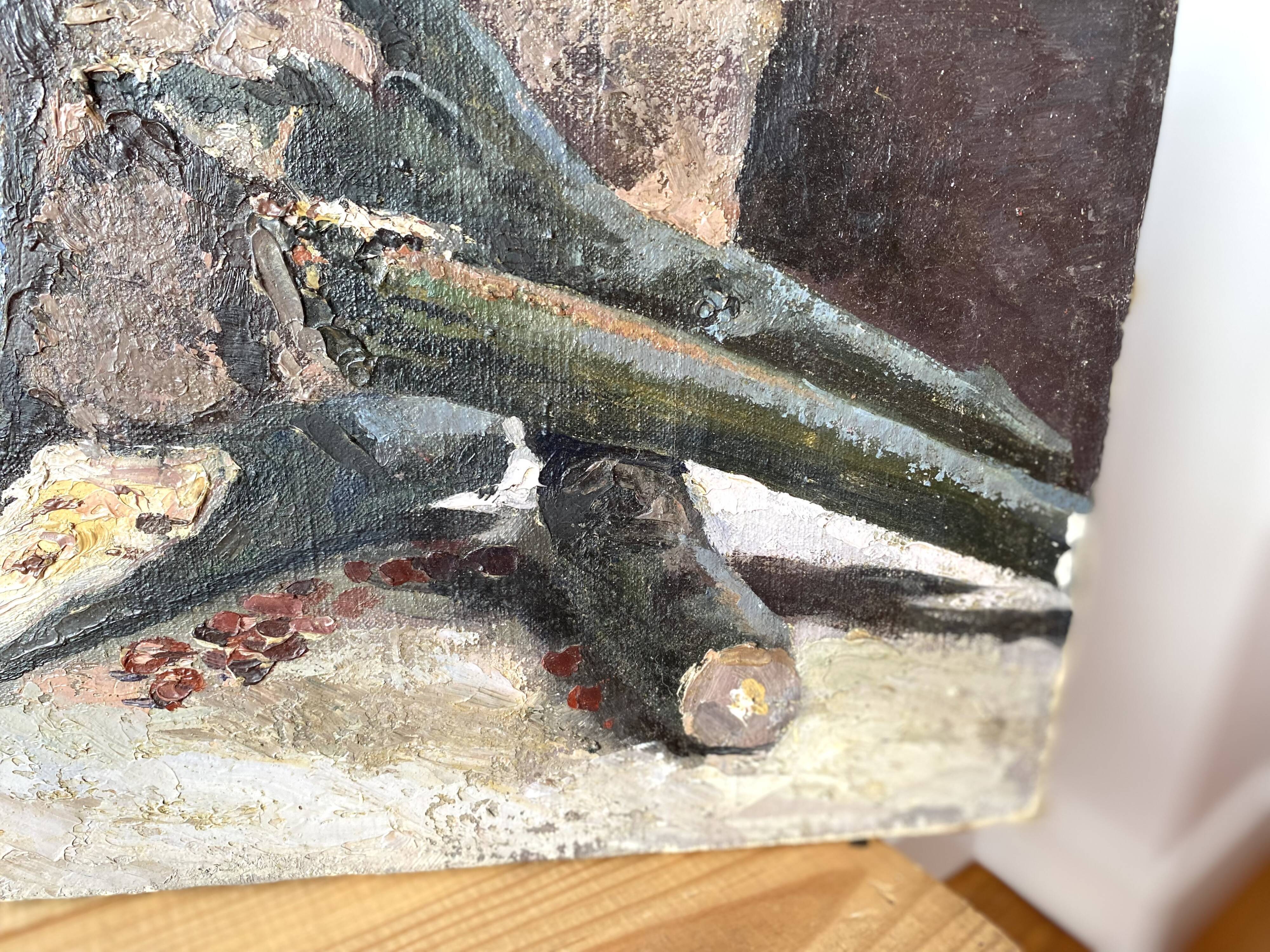 Oil on canvas still life 60s vintage