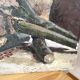 Oil on canvas still life 60s vintage