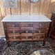 Louis XVI chest of drawers in mahogany veneer and solid wood, white marble