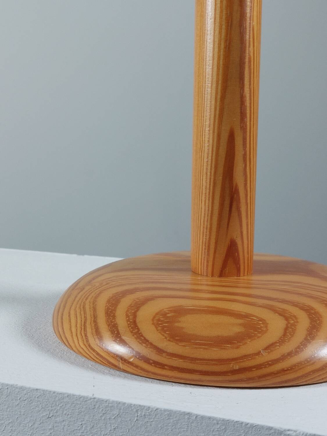 Postmodern vintage pine wood table lamp from the 1980s.