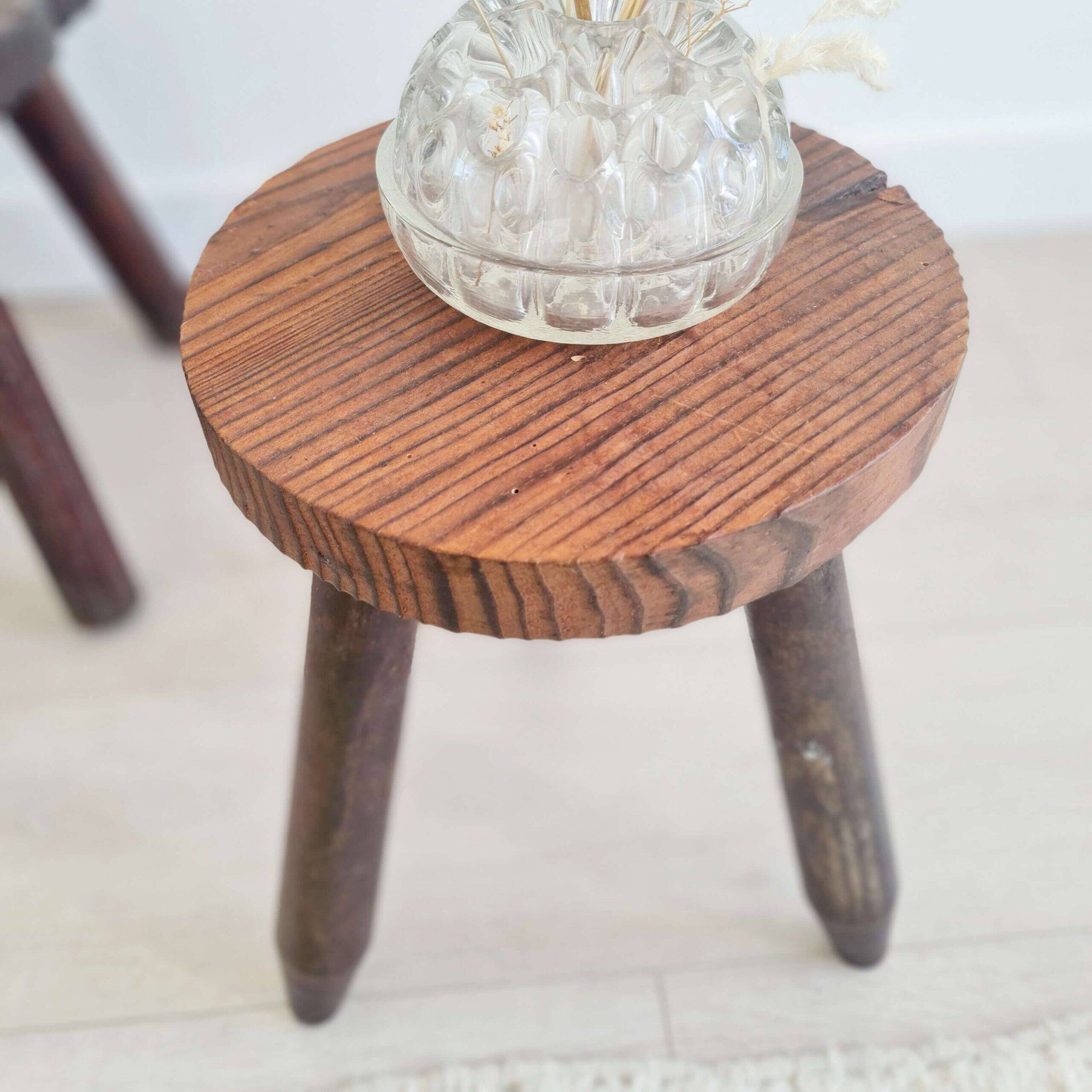 Antique wooden tripod stool - saddle
