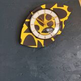 Vintage silent wall clock pendulum 60s "Anthracite yellow"