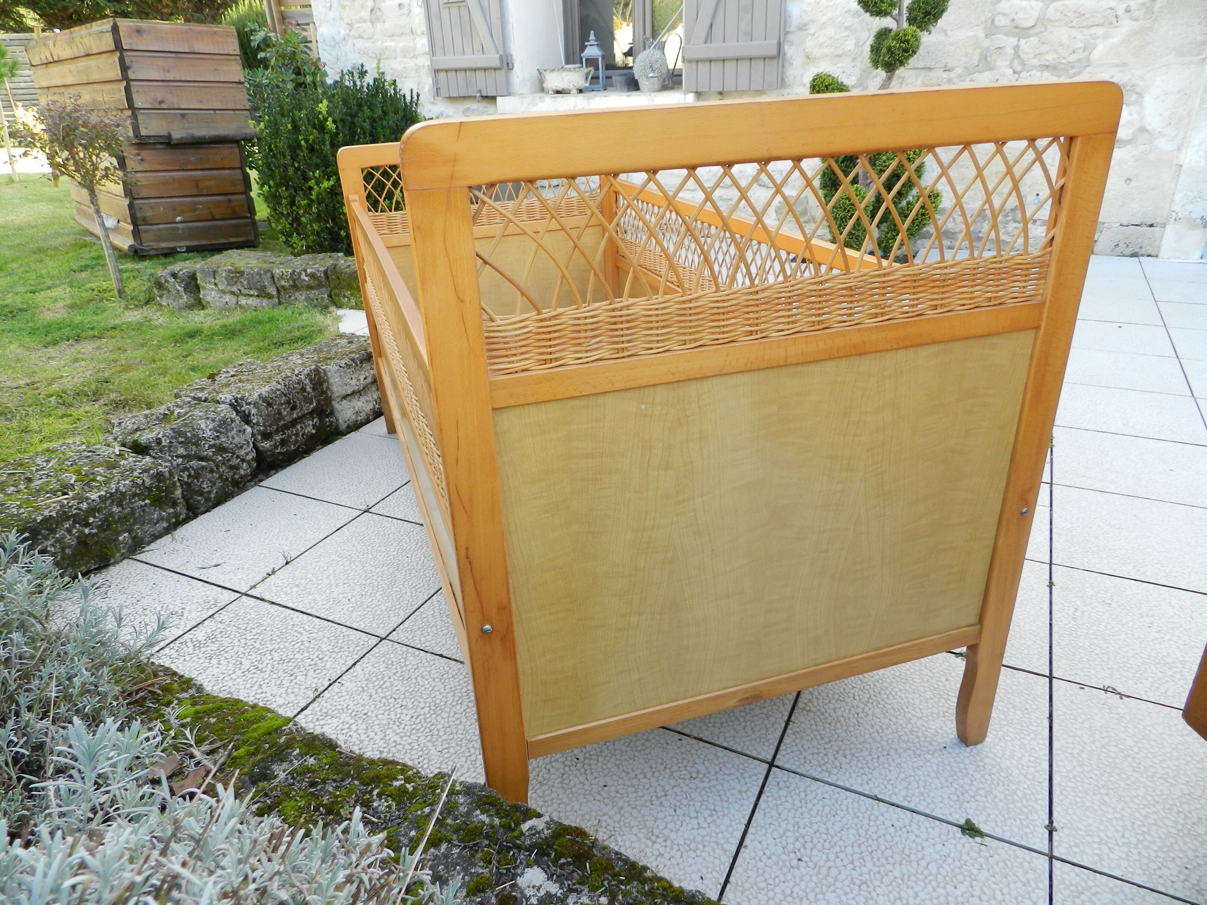 Bed child vintage rattan