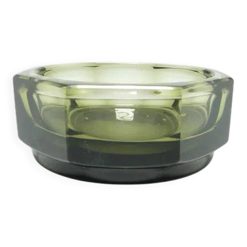 Art Deco Caddy, Olivine Crystal, Moser, Czechoslovakia, 1930s