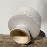 Ethnic standing cup in white glazed ceramic vintage vase