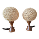 Paire de lampes bois et osier 70/80's