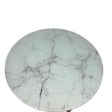 Vintage Scandinavian round coffee table in teak with removable glass top featuring a marble effect, 1960s.