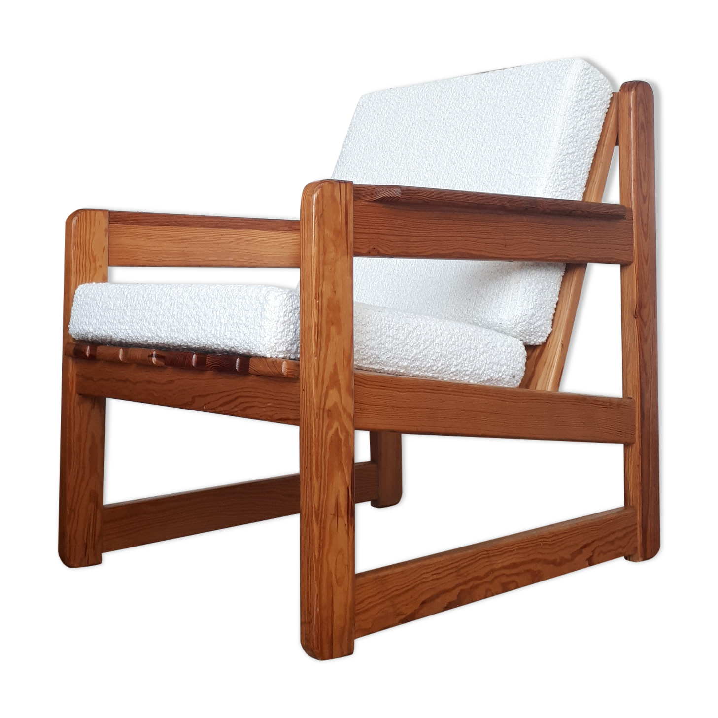 Vintage armchair in solid pine 70s