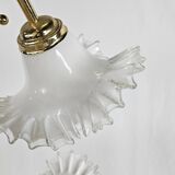 Lustre en céramique, laiton et verre de Murano des années 1970