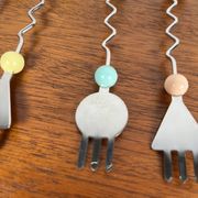 Rare and original Set of 6 Memphis dessert forks, Japan, 1980/90